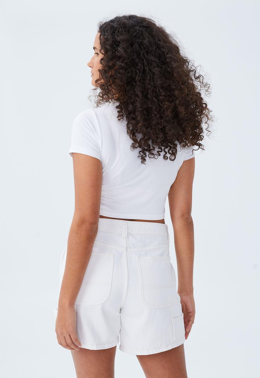 Cotton On - Utility denim short - white haven