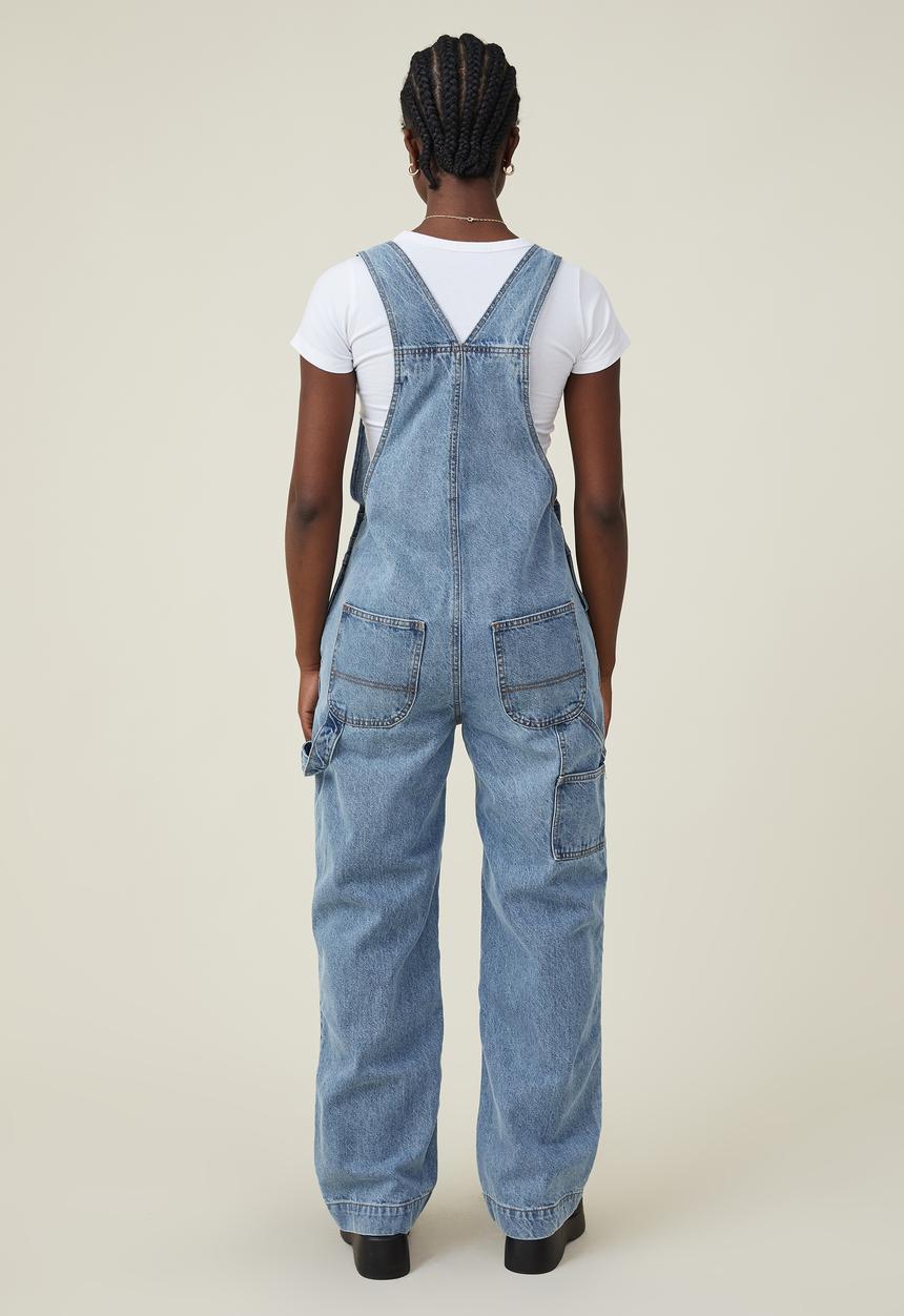 Cotton On - Utility denim overall long - rain blue