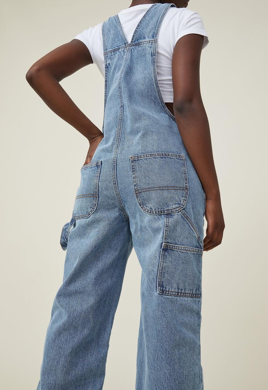 Cotton On - Utility denim overall long - rain blue