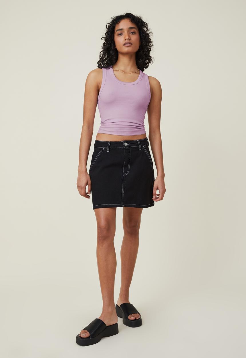 Cotton On - The one organic rib scoop tank - periwinkle lilac