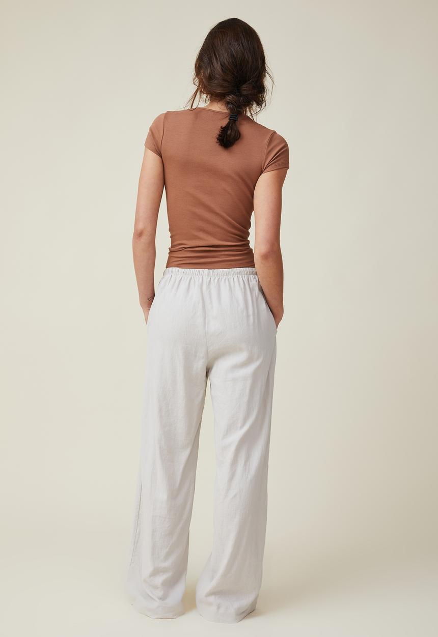 Cotton On - The one organic rib crew short sleeve tee - leaf brown