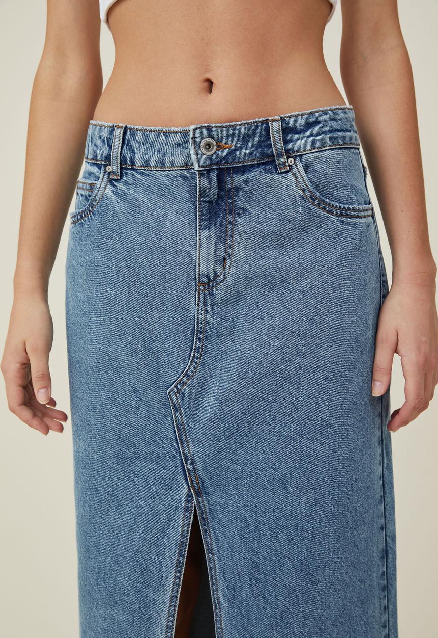 Cotton On - Denim maxi skirt - offshore blue