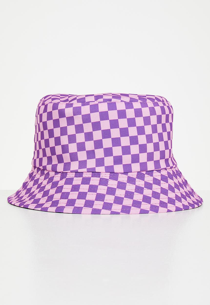 Superbalist - Checkerboard bucket hat - purple & pink