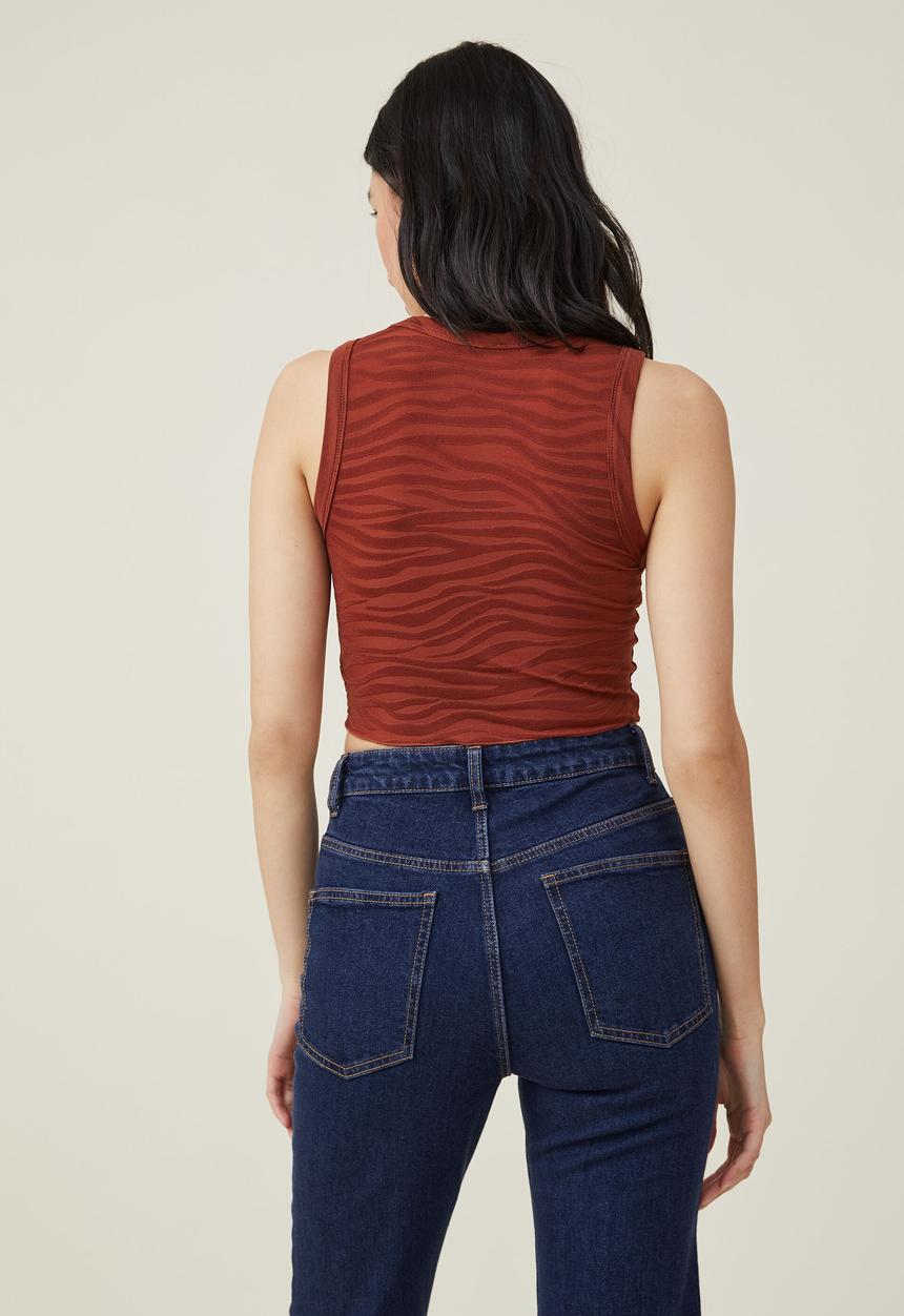 Cotton On - Deon hanky hem tank - orange brown