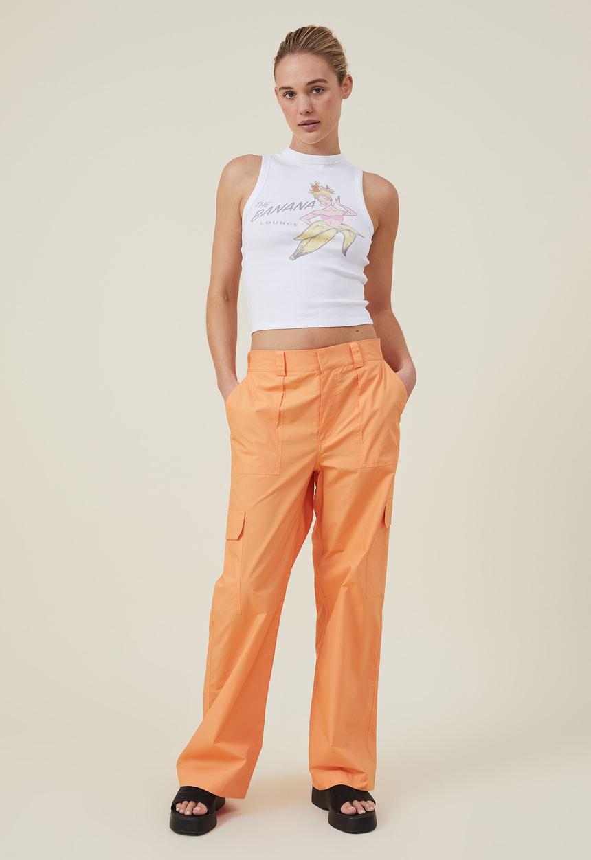 Graphic rib racer tank - banana lounge/white