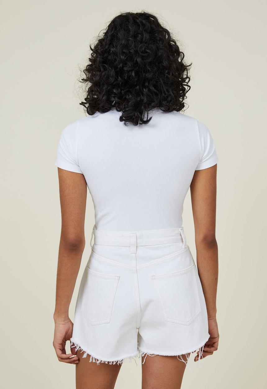 Cotton On - High mom denim short - whitehaven rip