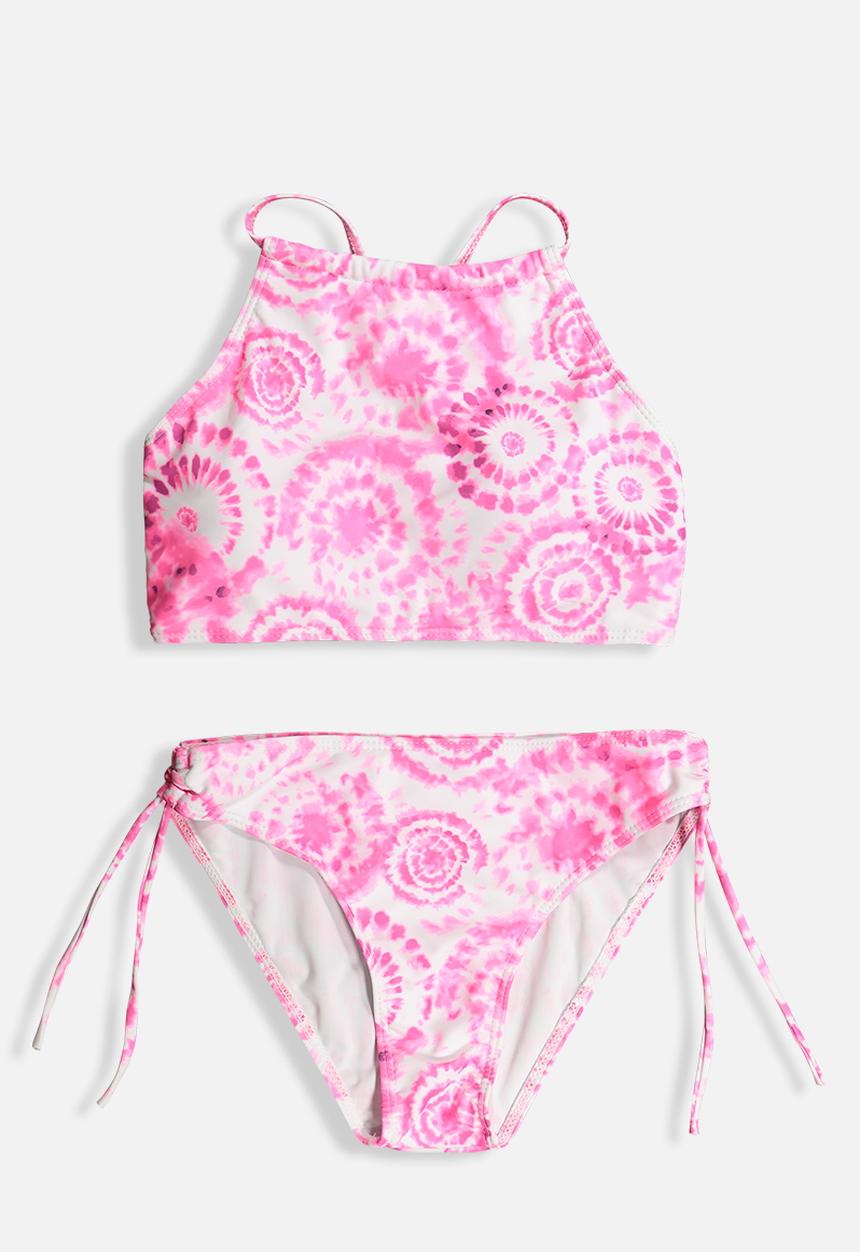 Rebel Republic - Girls bikini top & ruched bottoms set - pink