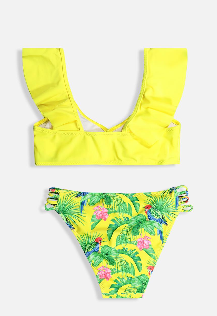 Rebel Republic - Girls frill 2 piece bikini - yellow