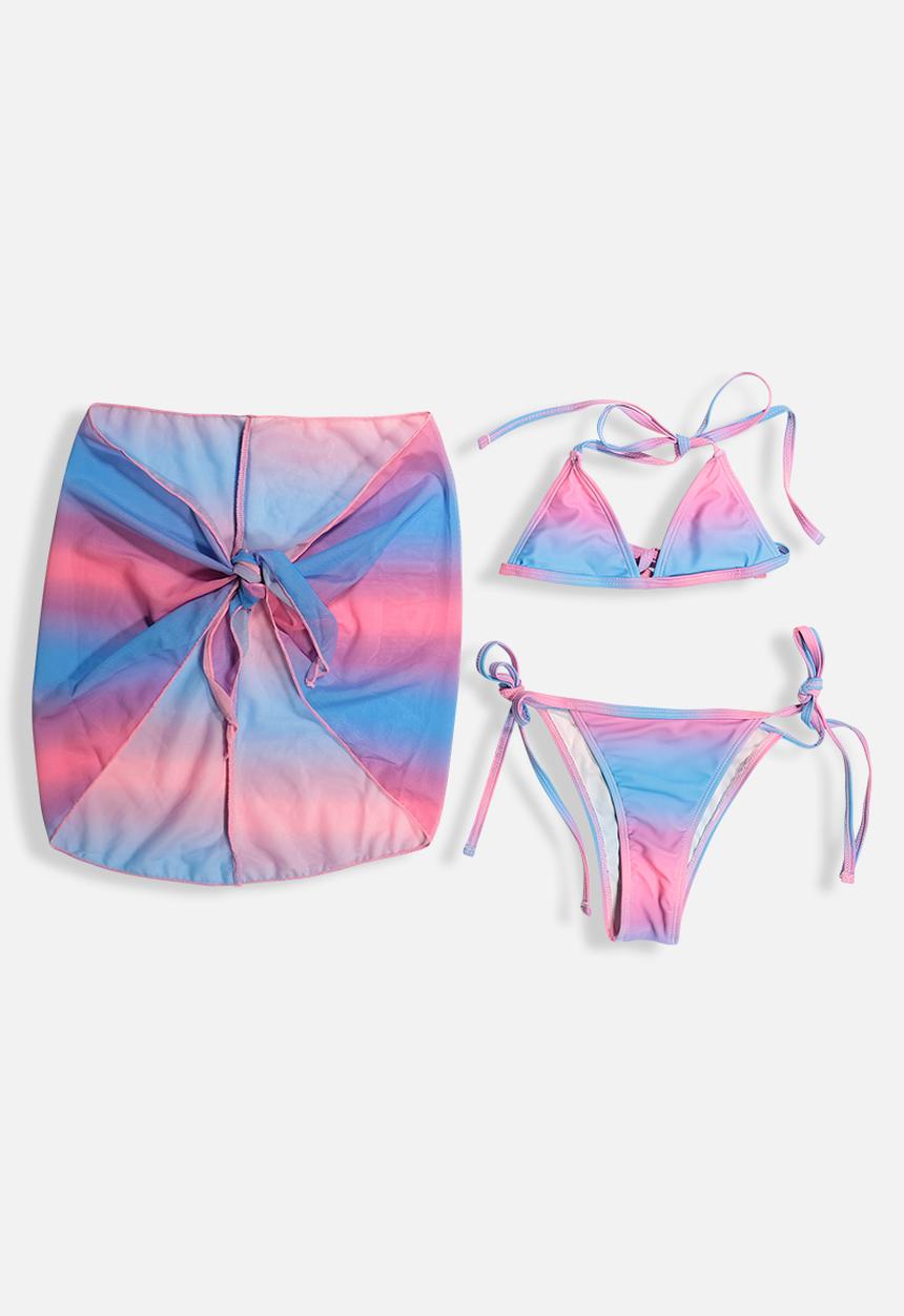 Rebel Republic - Girls 3 piece bikini set - pink & blue