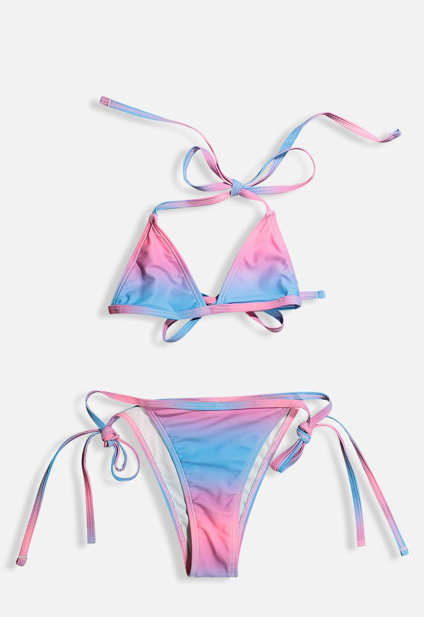 Rebel Republic - Girls 3 piece bikini set - pink & blue