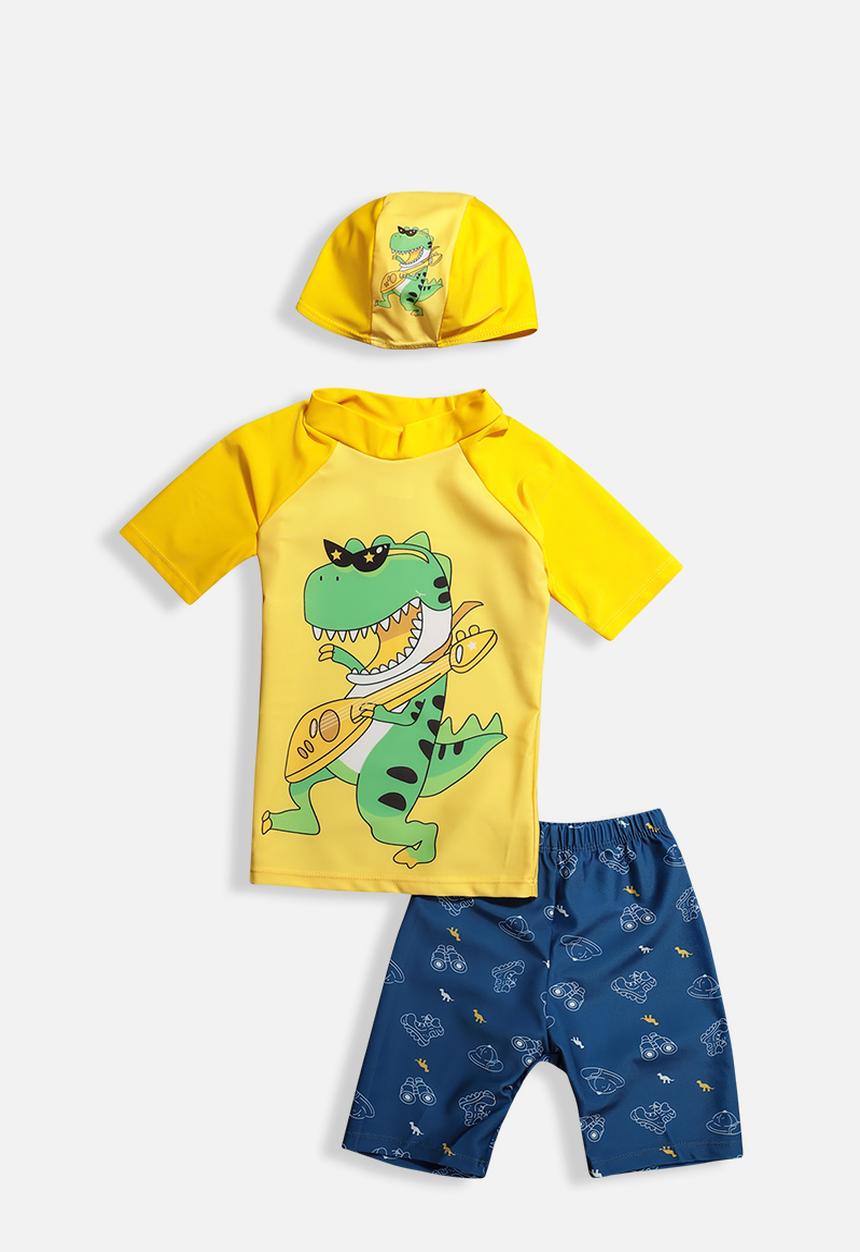 Rebel Republic - Boys dino swim set - yellow & navy