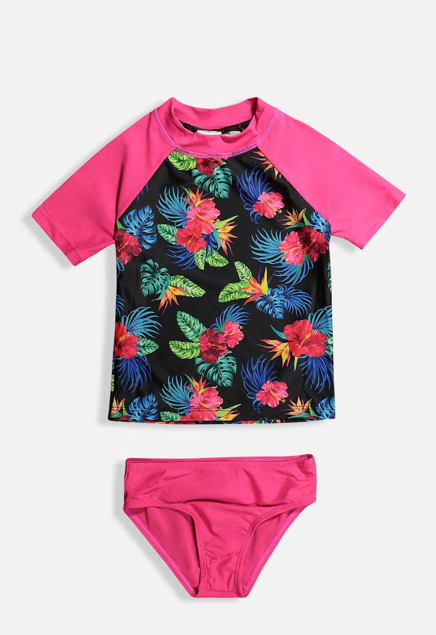 Rebel Republic - Girls printed swim set - pink