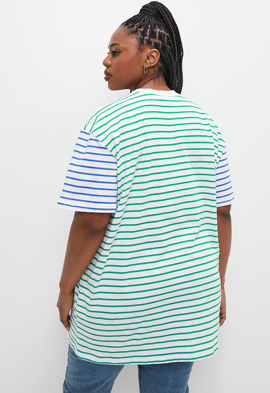 Superbalist - Bold stripe tee - blue & green stripe
