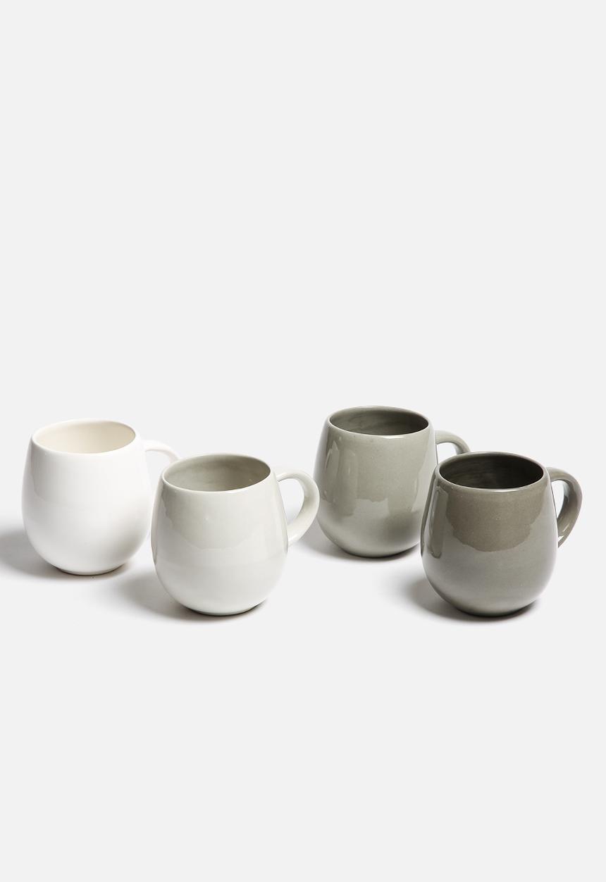 Urchin Art - Set of 4 Grayscale Mugs