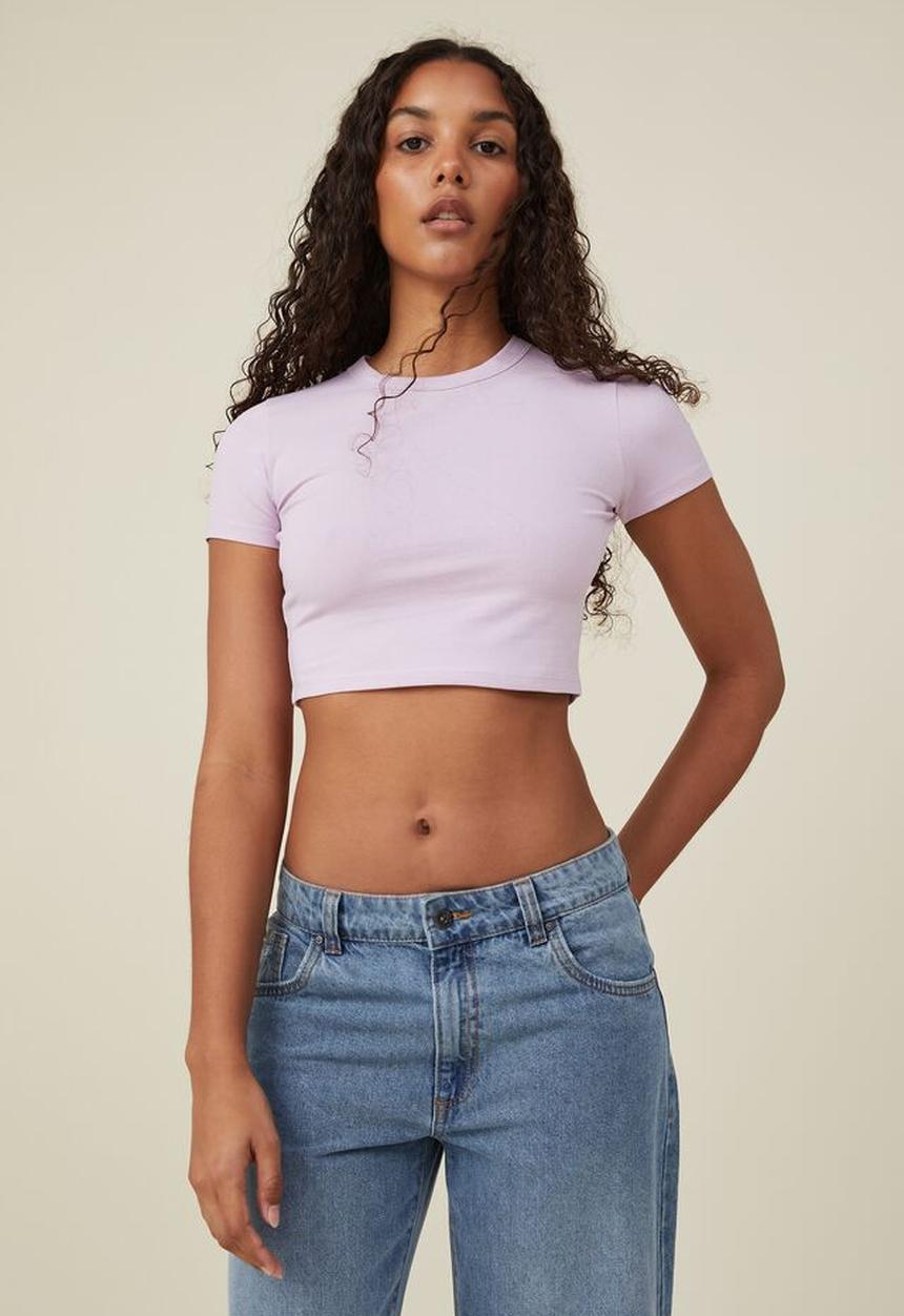 Cotton On - Micro crop tee - cloudy pink