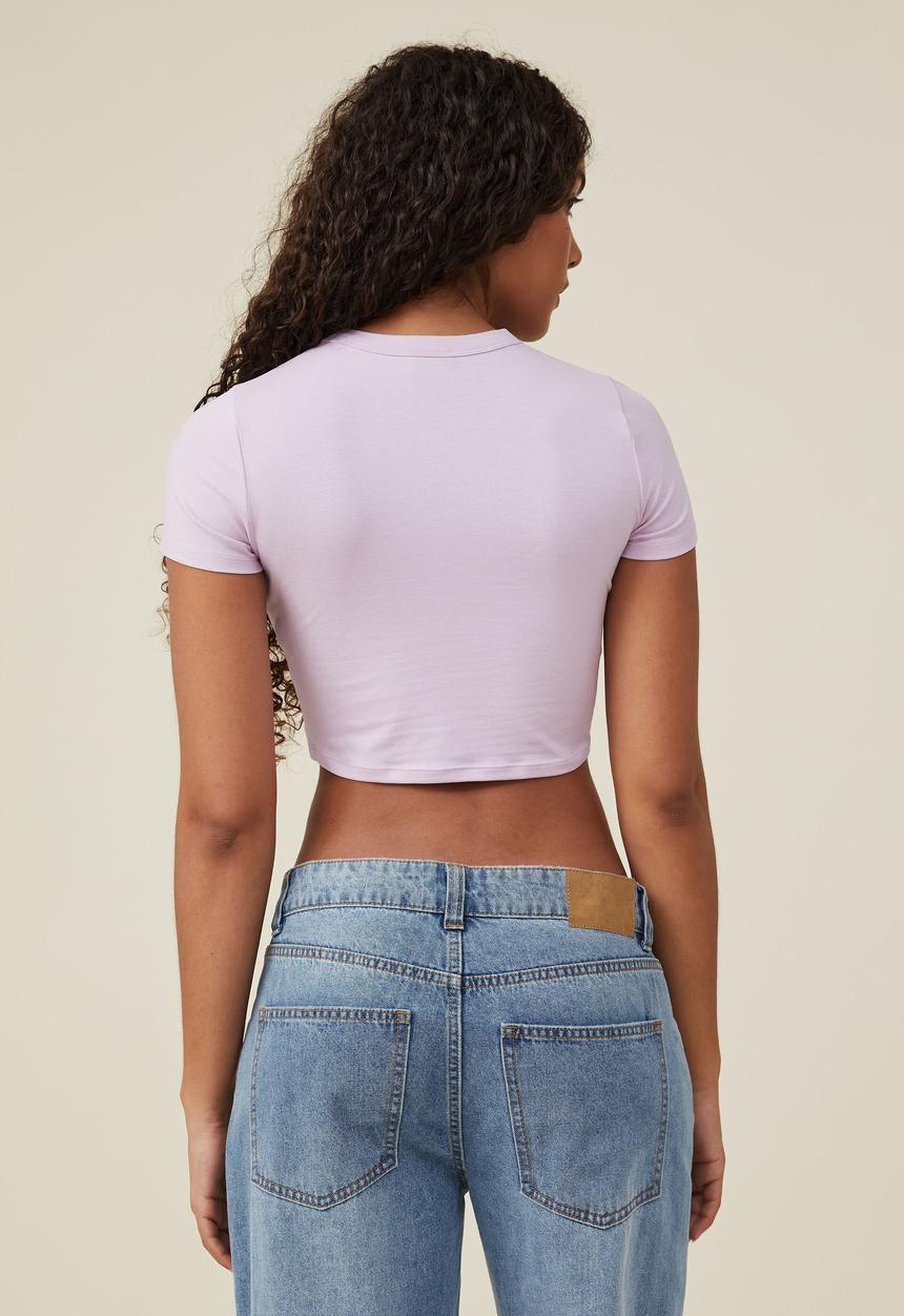 Cotton On - Micro crop tee - cloudy pink