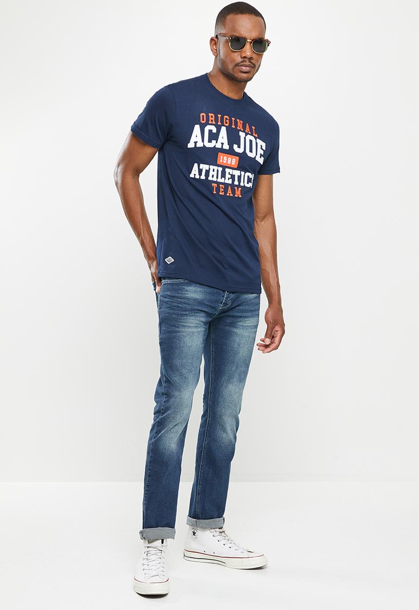 Aca Joe - Aca joe hq square cracked print tee short sleeve - blue