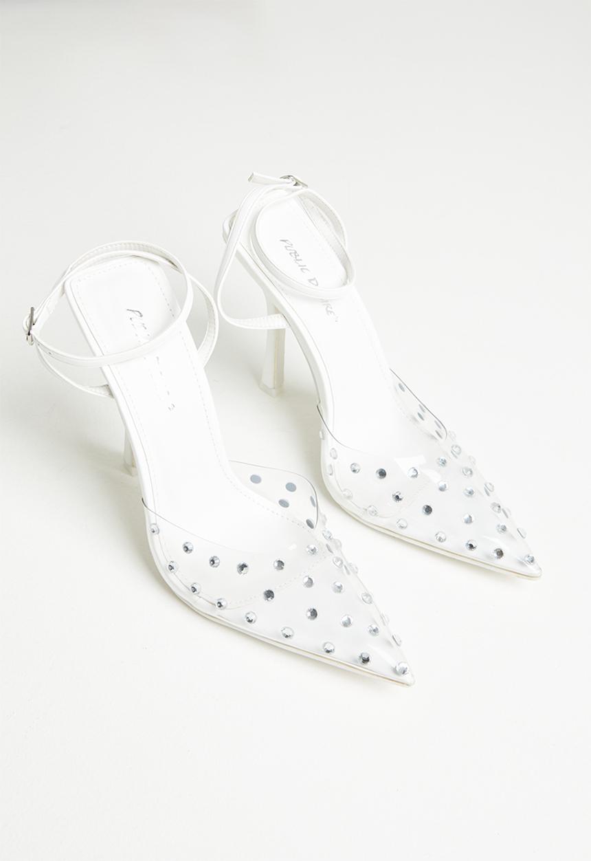 Public Desire - Dojo barely there court stiletto - white pu