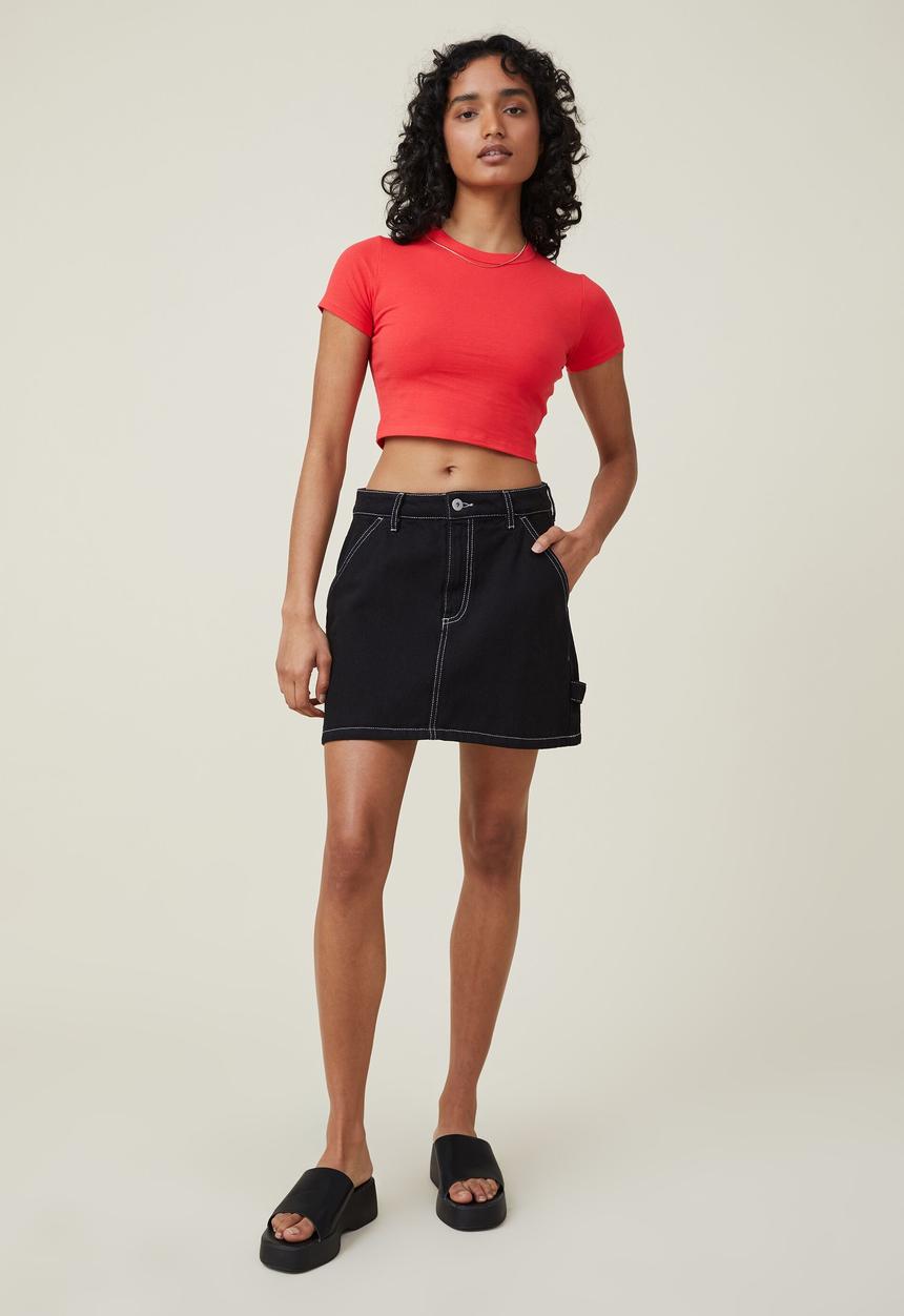 Cotton On - Micro crop tee - summer red
