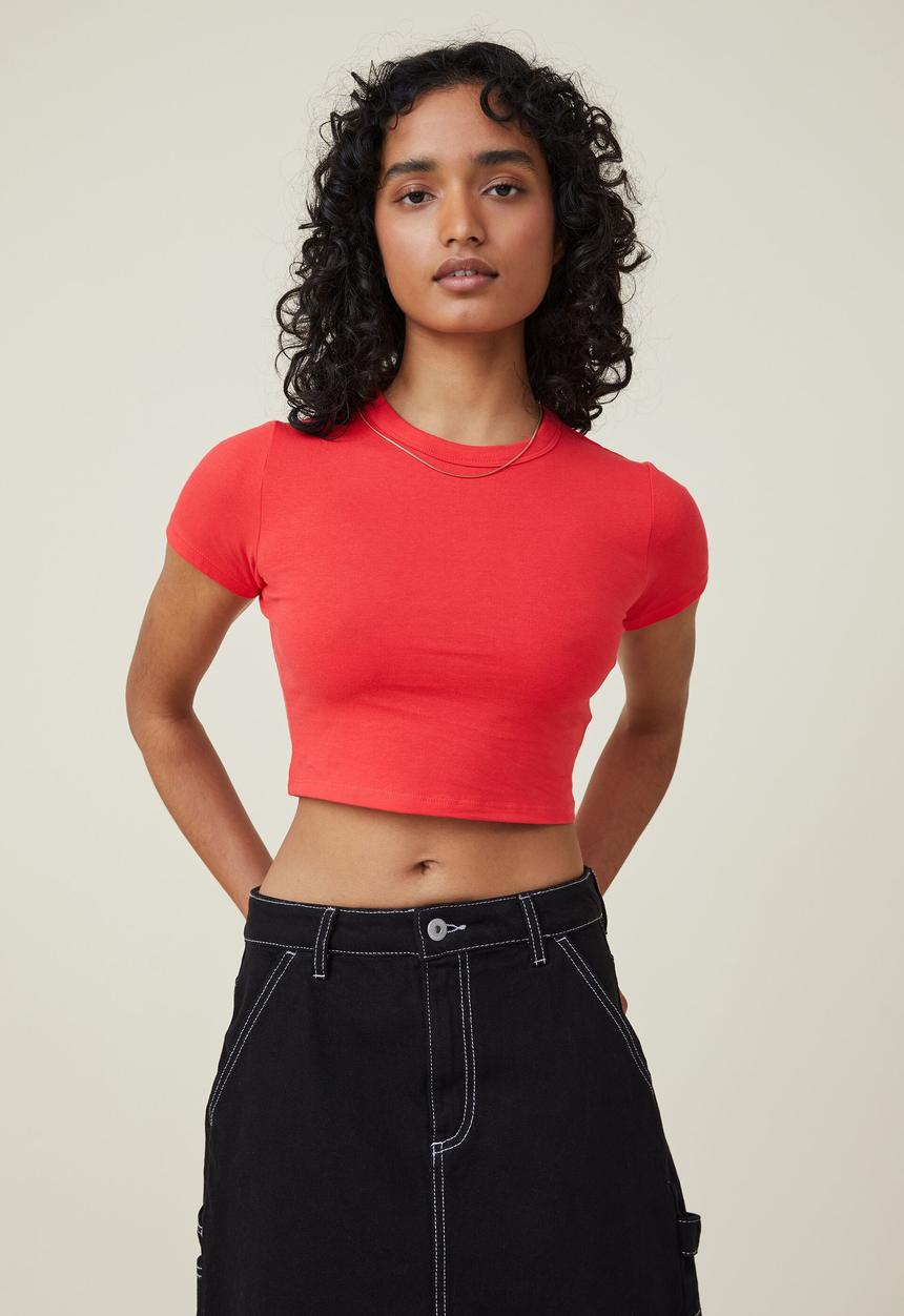 Cotton On - Micro crop tee - summer red
