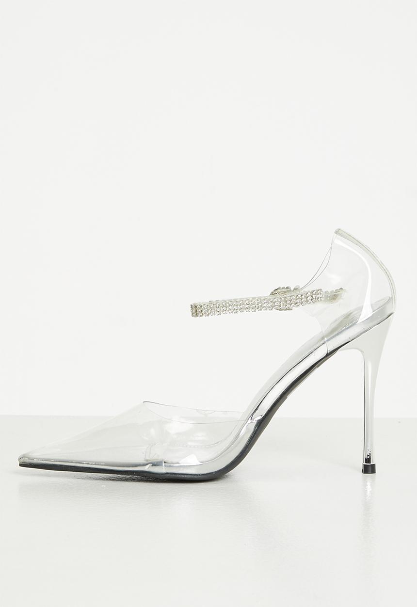 Public Desire - Dining out barely there court stiletto - silver metallic