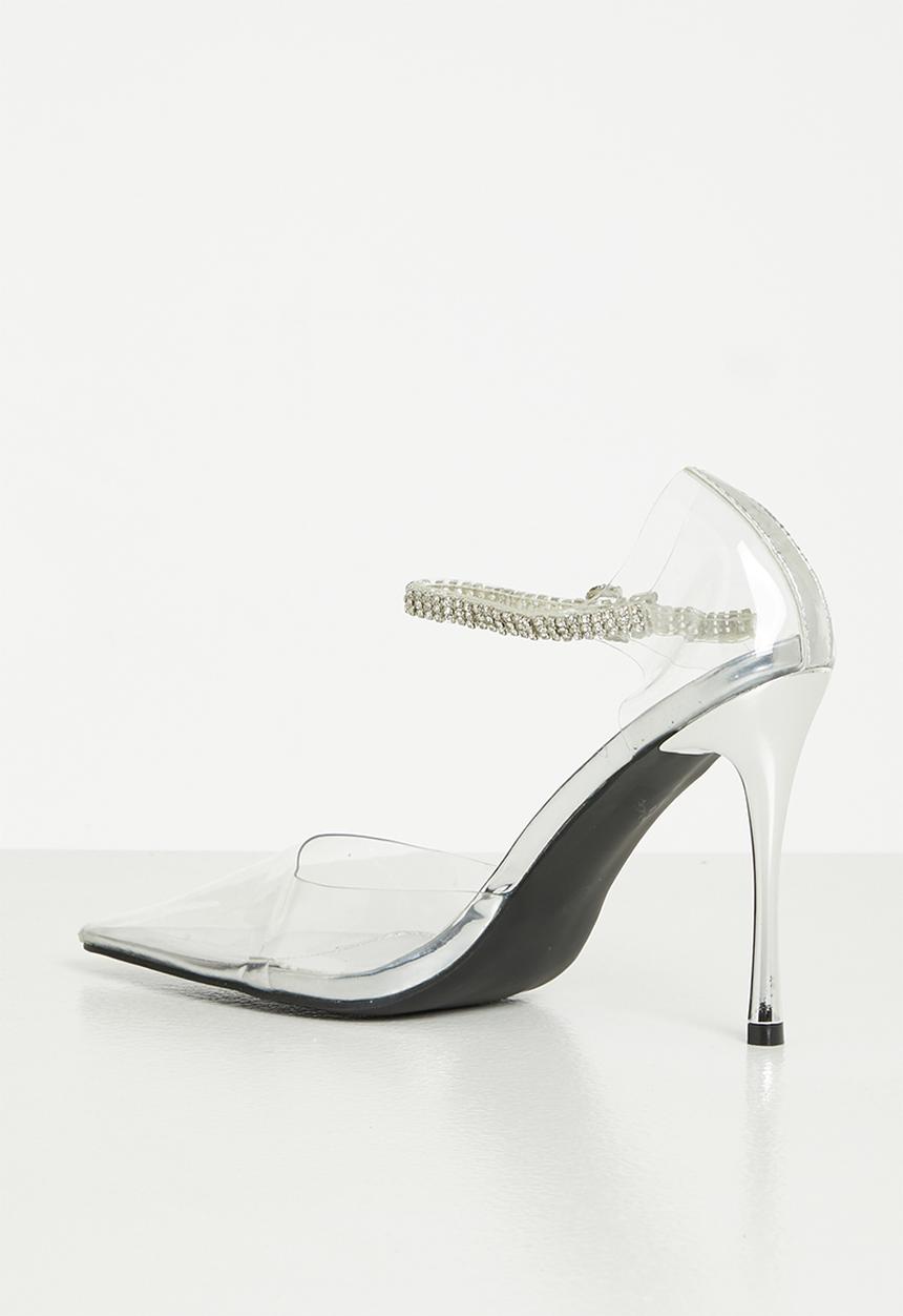 Public Desire - Dining out barely there court stiletto - silver metallic