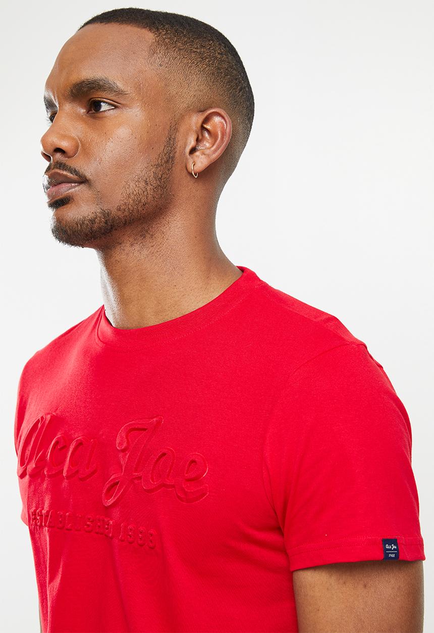 Aca Joe - Aca joe embossing on centre front crew tee - high risk red