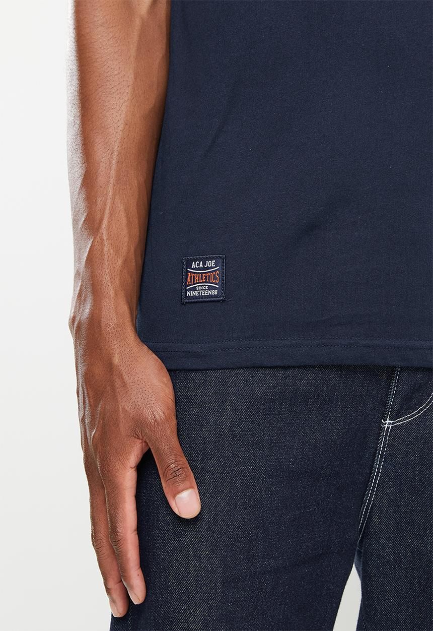 Aca Joe - Aca joe embroidered cf chest crew tee - dress blue
