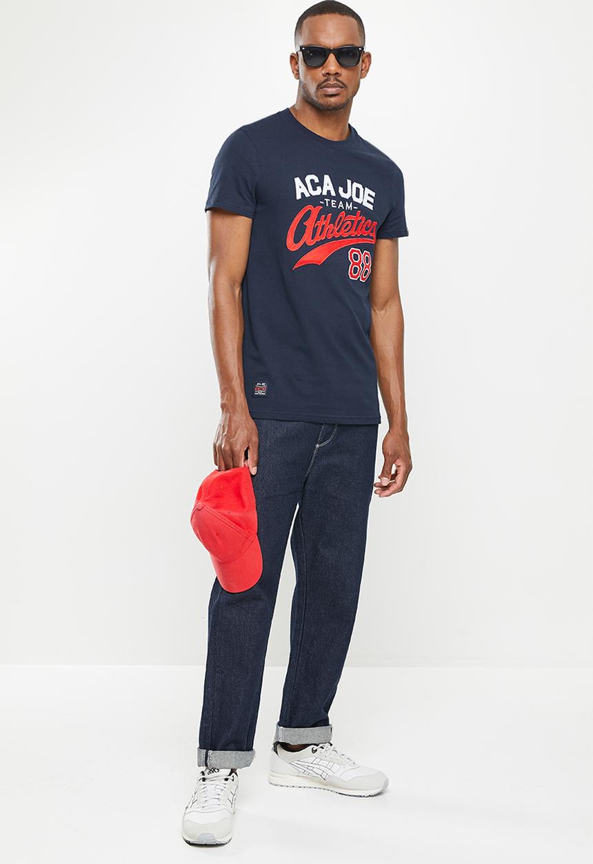 Aca Joe - Aca joe embroidered cf chest crew tee - dress blue