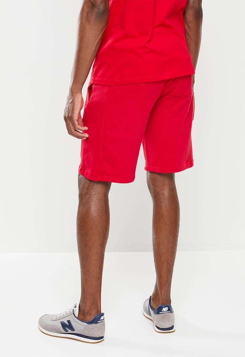Aca Joe - Unbrushed fleece elasticated shorts - red