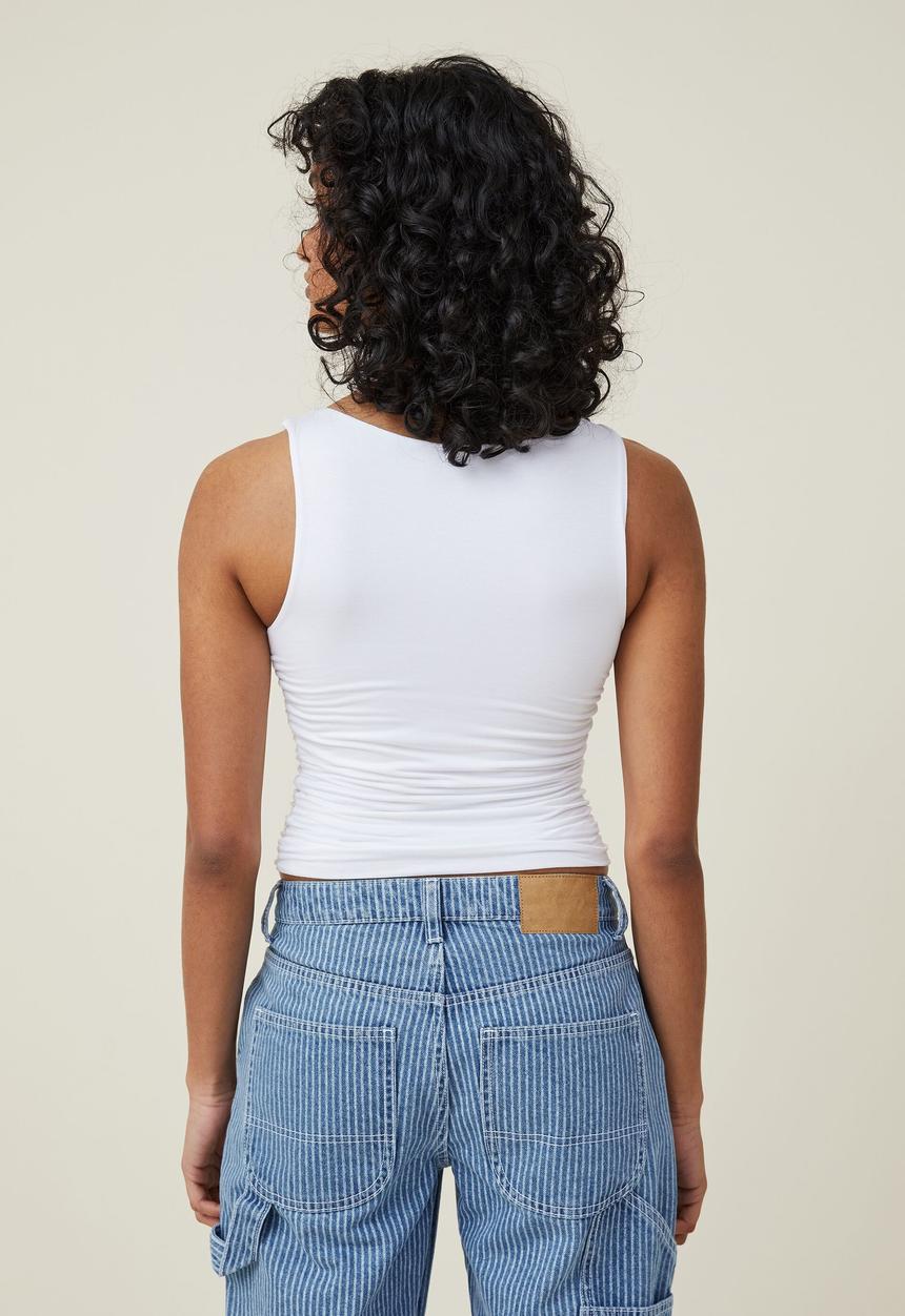 Cotton On - Nadia wide neck gathered tank - white