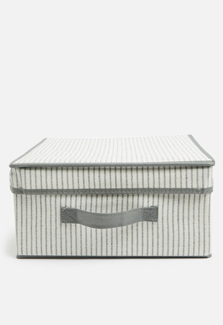 Storage Solutions - Stripe storage box with lid - grey & natural