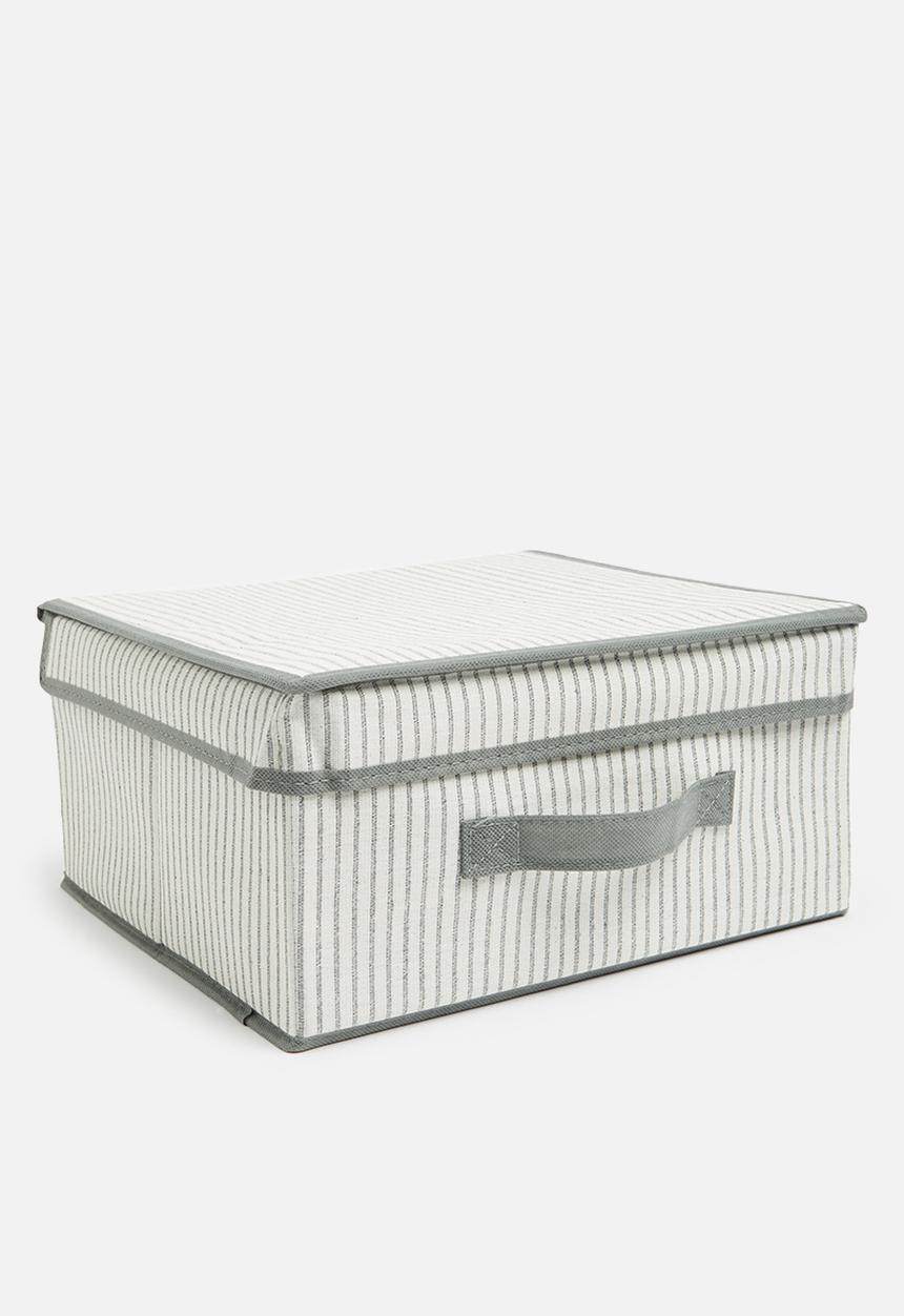 Storage Solutions - Stripe storage box with lid - grey & natural