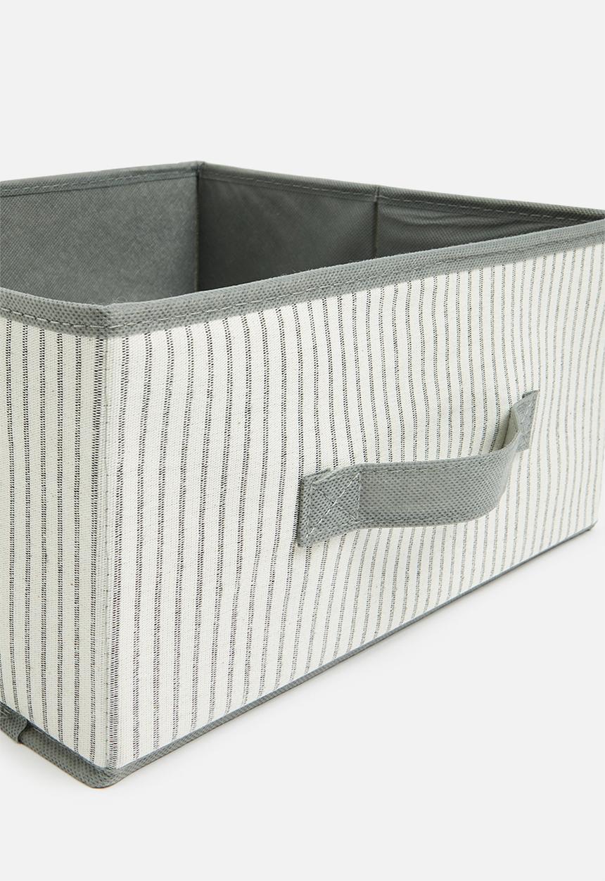Storage Solutions - Stripe storage box with lid - grey & natural