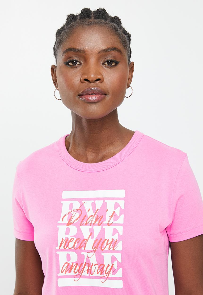 Jacqueline de Yong - Michigan short sleeve print top - fuchsia pink