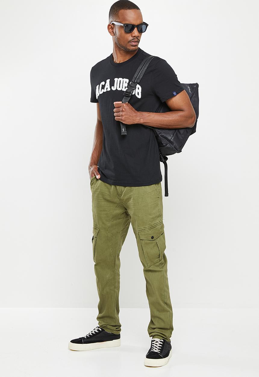 Aca Joe - Aca joe towelling applique crew tee short sleeve - black