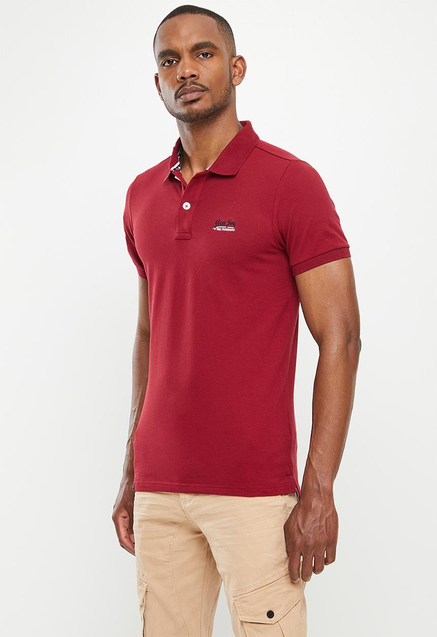 Aca Joe - Chest emb applique short sleeve golfer - maroon