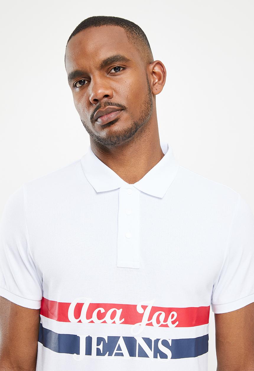 Aca Joe - Aca joe 3d chest stripe golfer - white