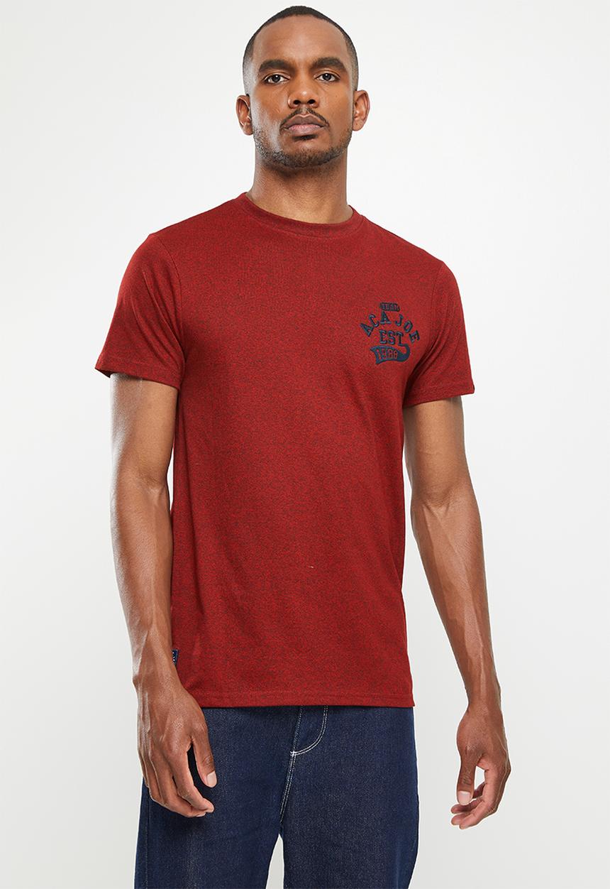 Aca Joe - Aca joe jasper left chest embroidered crew tee - high risk red