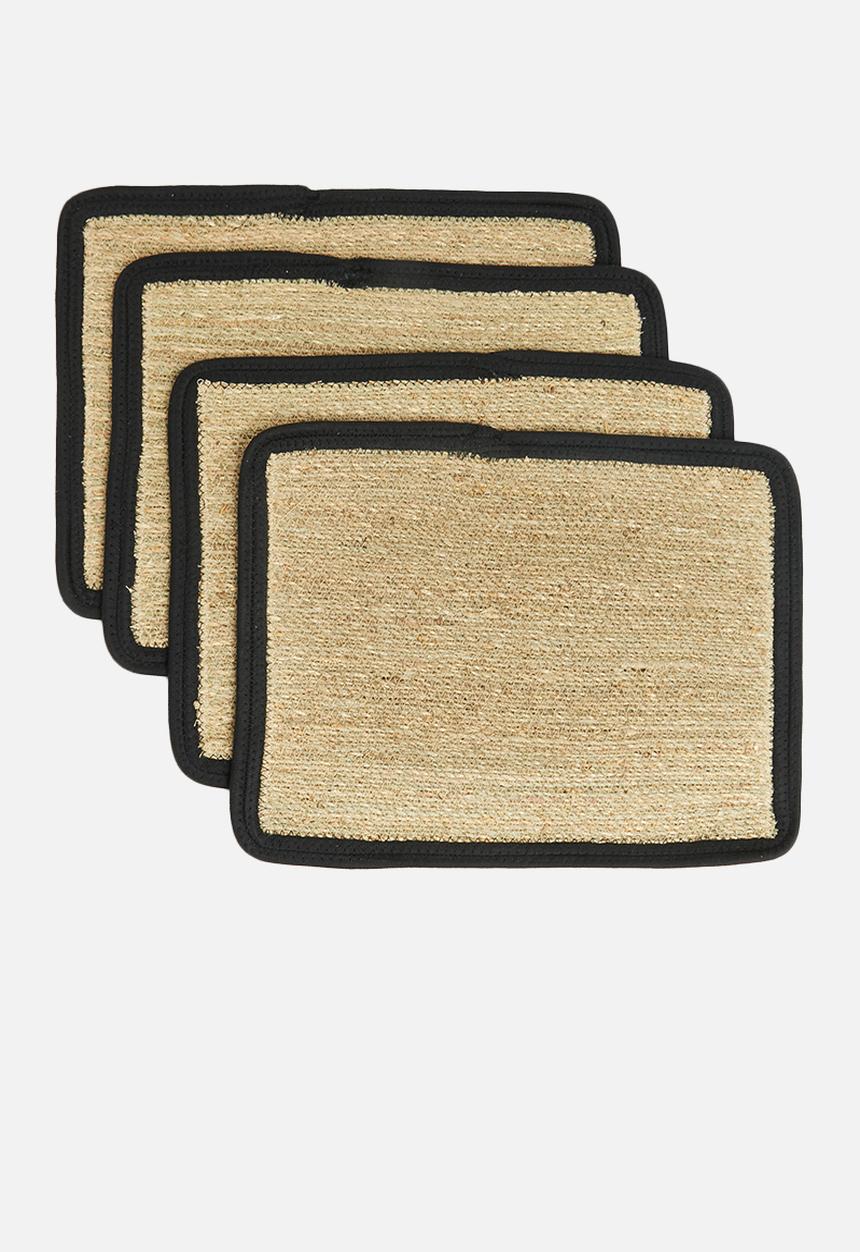 Excellent Houseware - Brim placemat set of 4 - black
