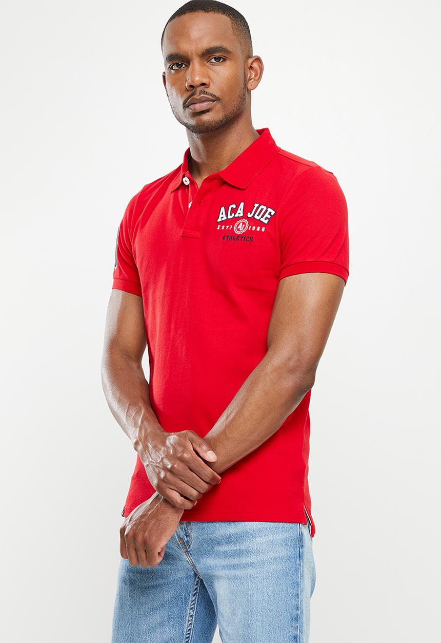 Aca Joe - Aca joe 3d chest emb and sleeve applique golfer - red