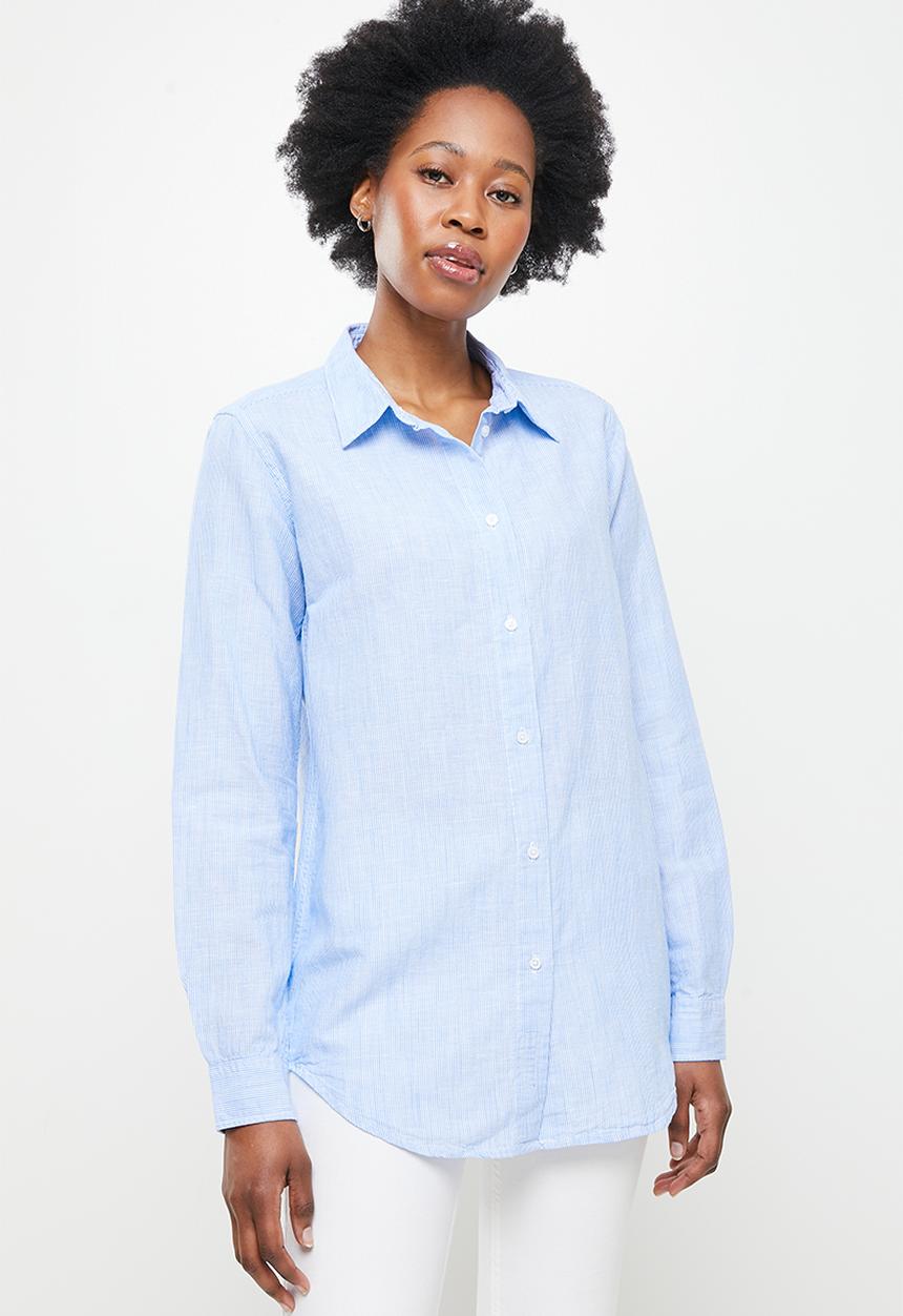 Superdry. - Linen boyfriend shirt - blue