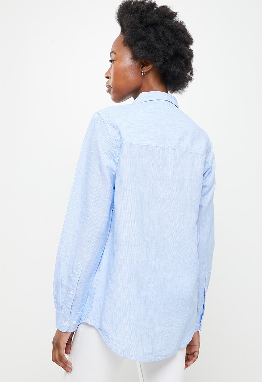 Superdry. - Linen boyfriend shirt - blue