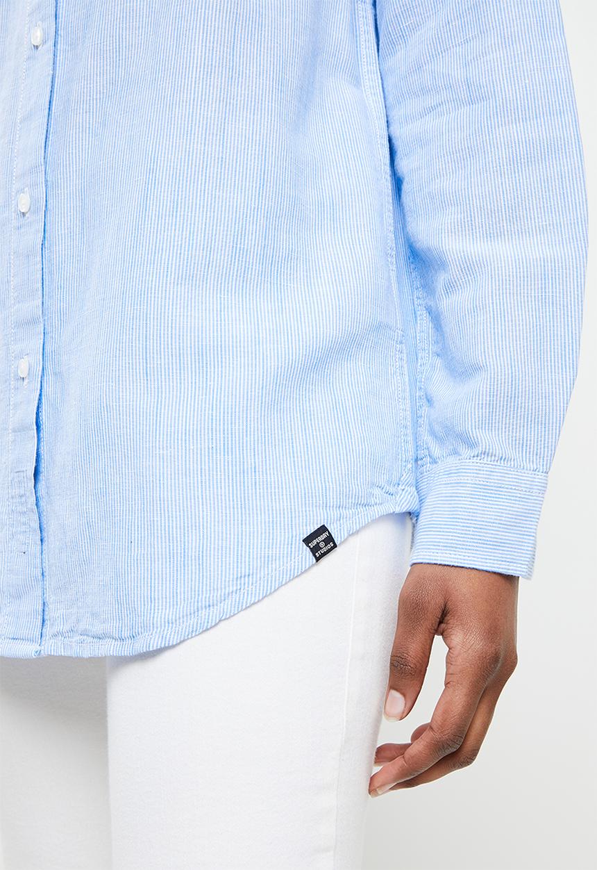 Superdry. - Linen boyfriend shirt - blue