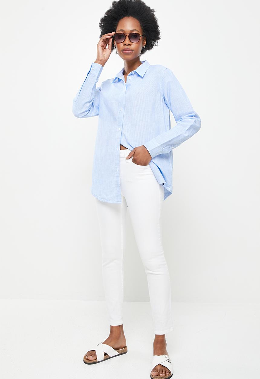 Superdry. - Linen boyfriend shirt - blue