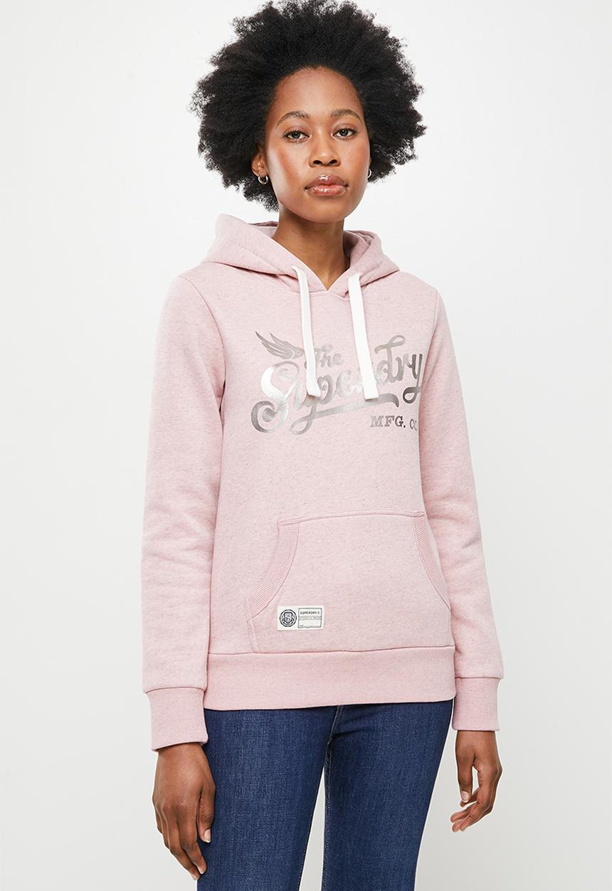 Superdry. - Vintage script style coll hoodie - pink