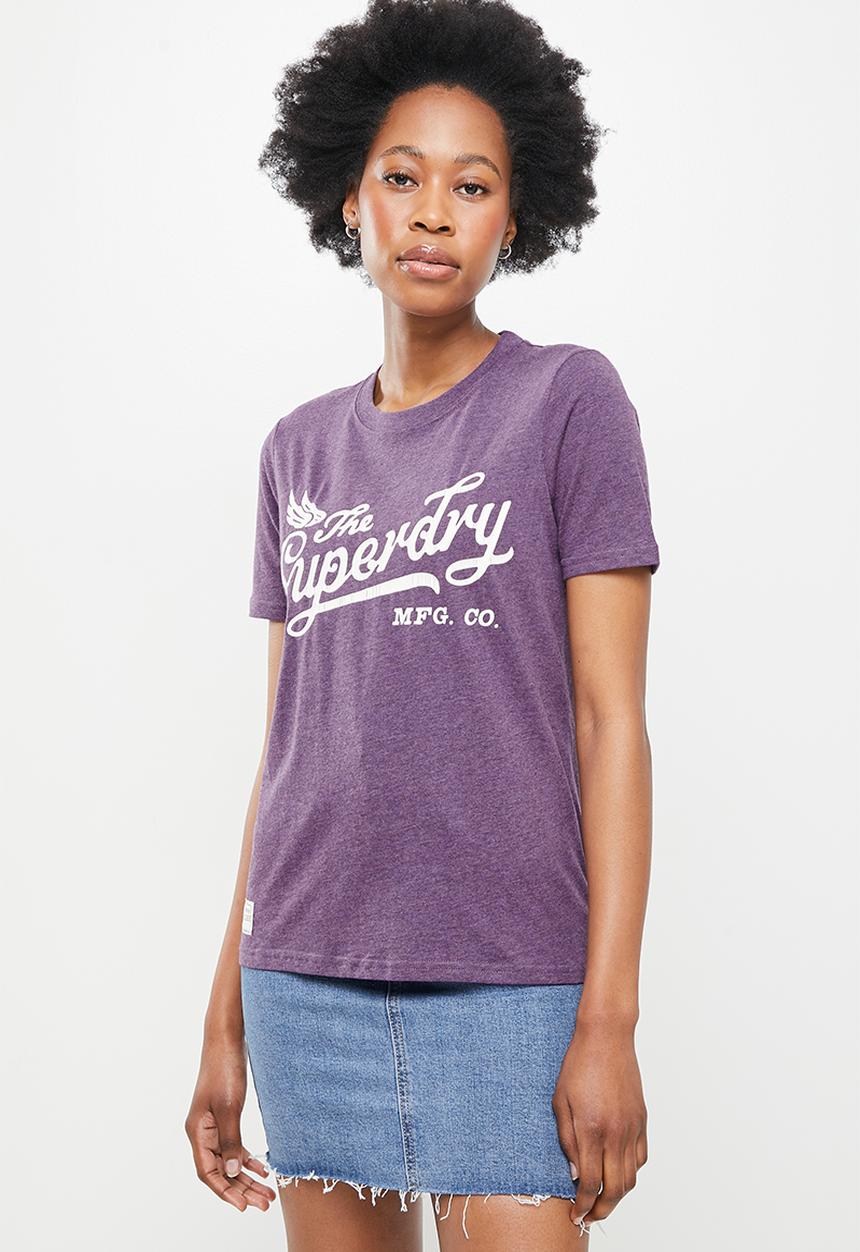 Superdry. - Vintage script style coll tee - purple