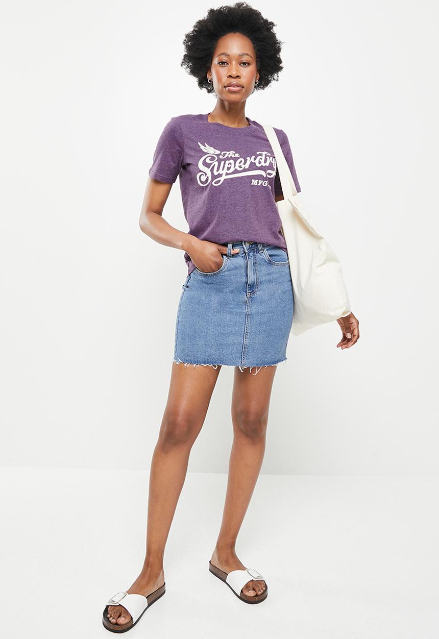 Superdry. - Vintage script style coll tee - purple