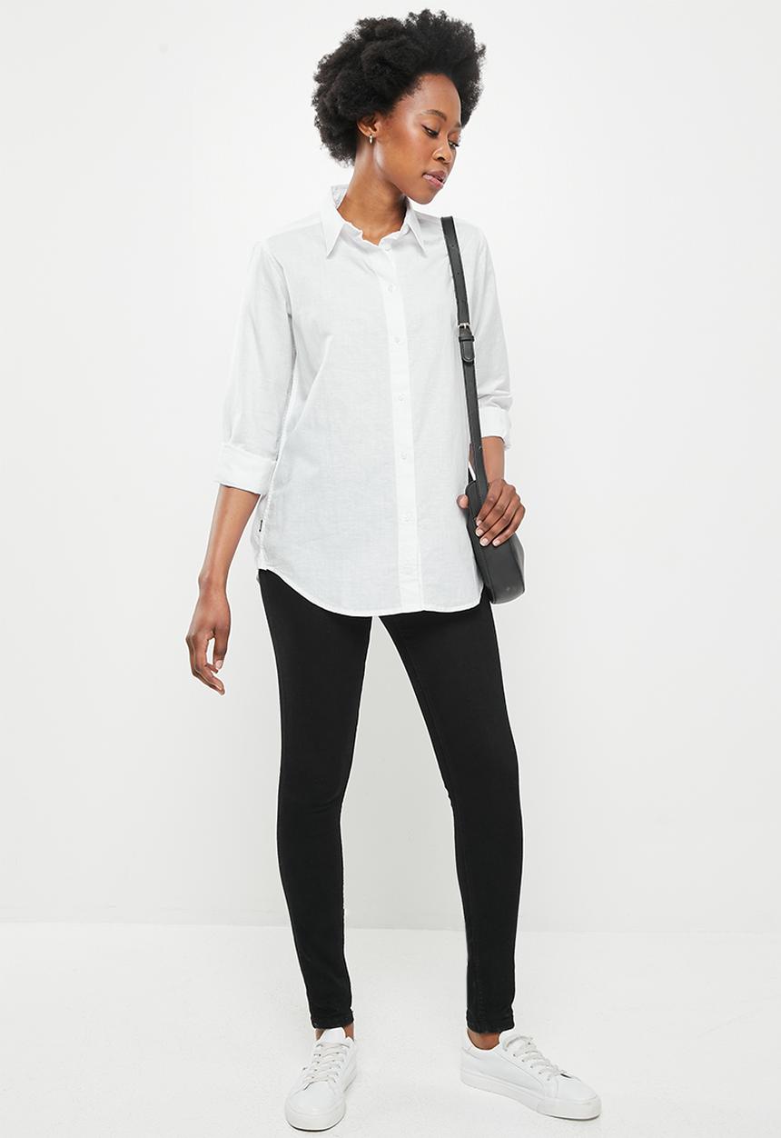 Superdry. - Linen boyfriend shirt - white