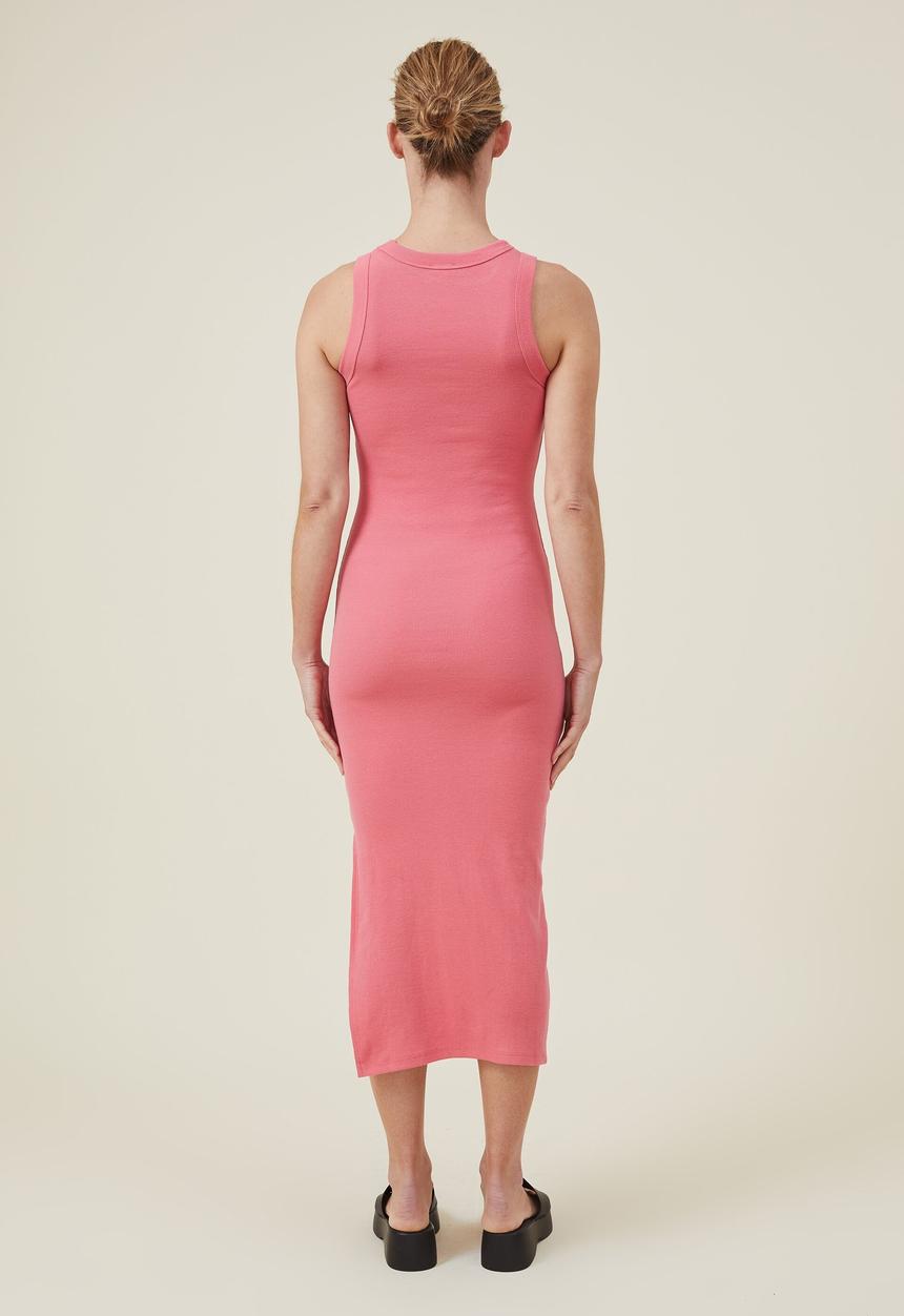 Cotton On - Rib racer midi dress - happy pink